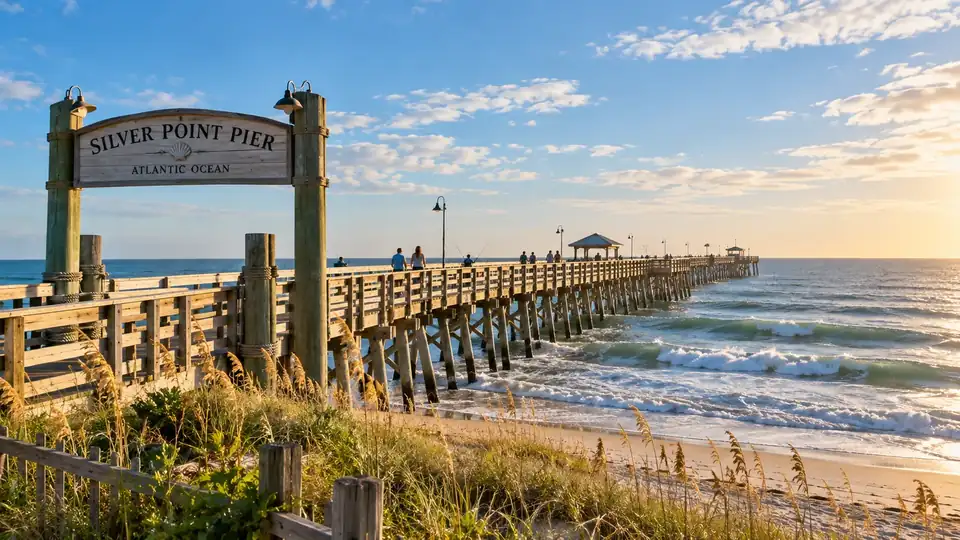 Silver Point Pier reaching into the Atlantic Ocean